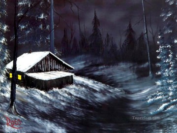 noche de invierno BR paisajes a mano alzada Pinturas al óleo